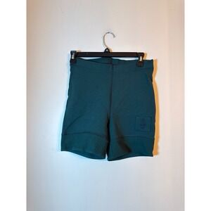 FP Movement Bike Shorts Women Small Green Ribbed Trim High Rise Activewear